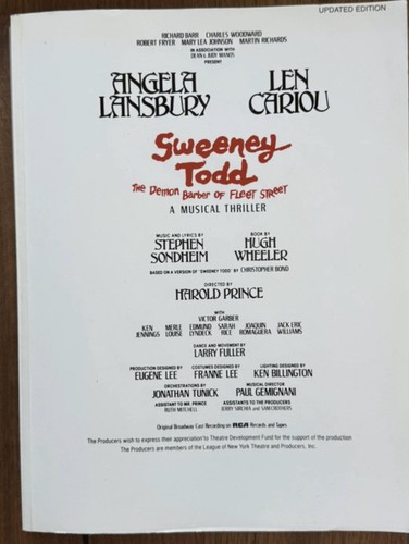 Sweeney todd vocal score - sweeney,